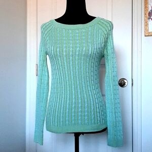 Daytrip vintage green/turquoise cableknit sweater
